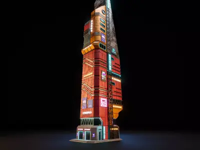 SCIFI CYBERPUNK FUTURISTIC NEON SKYSCRAPER 04 Low-poly 3D model