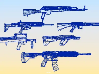 Low Poly Game Ready Rifles Pack Free low-poly 3D model