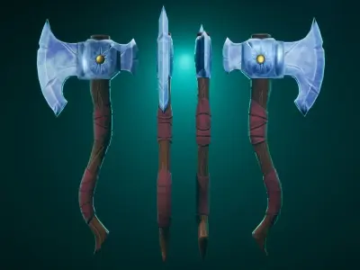 Stylized Colorful Axe Low-poly 3D model
