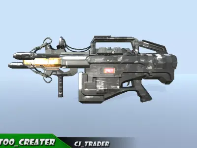 Future Sci-fi Space weapon low poly 3d model Low-poly 3D model