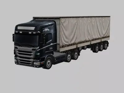 Cargo Semi Truck 3D Model 08 Low-poly 3D model