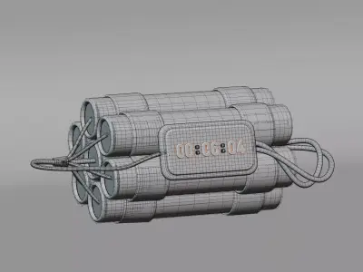 Cartoon Digital Time Bomb Dynamite Low-poly 3D model