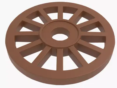 Wooden Wheel Low-poly 3D model