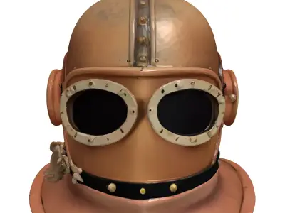 Steampunk Helmet Brass Copper Leather 3D model