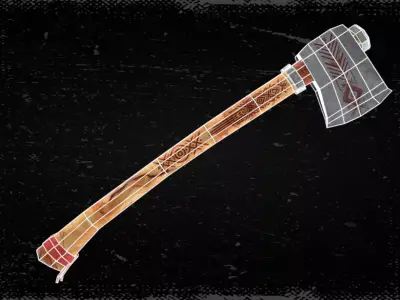 Tribal Ritual Axe Low-poly 3D model