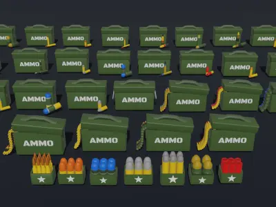 LowPoly Ammo and Health Items Low-poly 3D model