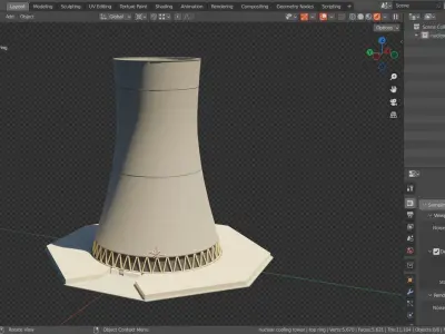 Nuclear Power Plant Cooling Tower Base Mesh  Free low-poly 3D model