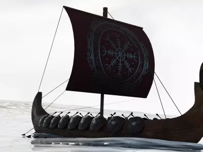 Viking Longboat Low-poly 3D model