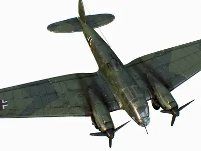 German medium bomber Heinkel He 111 series Low-poly 3D model