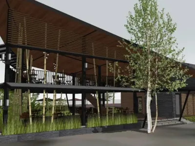 3D model sketchup of luxury coffee shop  and contemporary design 3D model