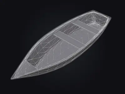 Boat with paddles - Low Poly Low-poly 3D model