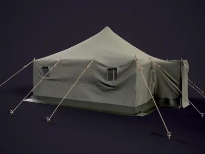 Military tent  Low-poly 3D model