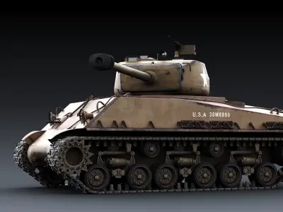 Tank M4A2 76W  Low-poly 3D model