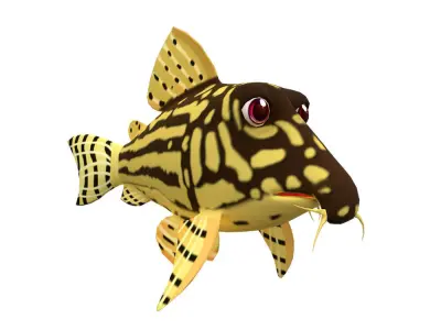 Sterba Corydoras fish animated Low-poly 3D model