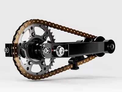 Motorcycle Chain Drive and Sprocket 3D model