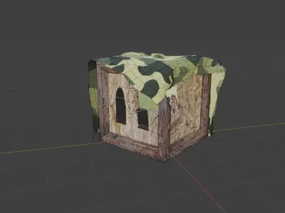 Broken wooden military box game ready PBR low poly Free low-poly 3D model