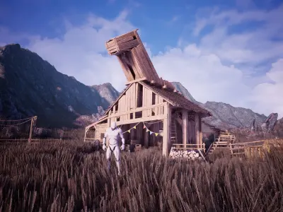 Modular Stables Environment 100 Assets Low-poly 3D model