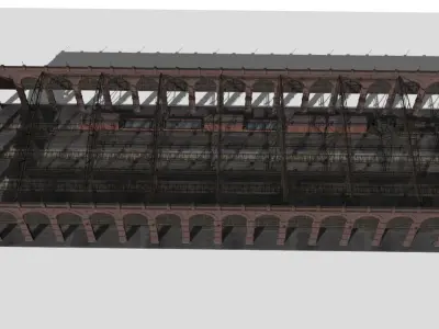 Railroad station Low-poly 3D model