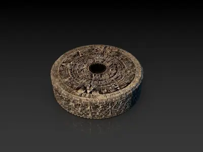 Aztec stone of tizoc Low-poly 3D model