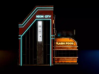 SCIFI CYBERPUNK FUTURISTIC NEON BUILDING 03 Low-poly 3D model