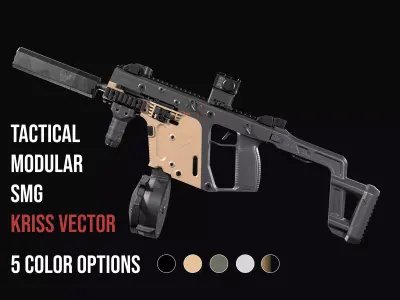 Tactical modular SMG TDI Kriss Vector gen2 Low-poly 3D model