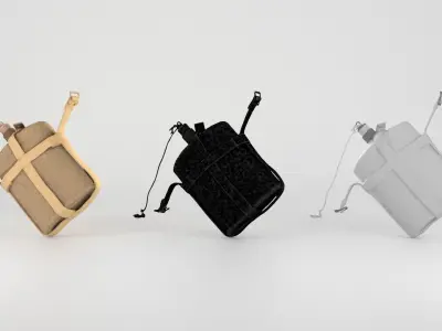 Military flask 37 Low-poly 3D model