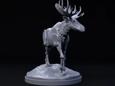 Moose mecha robot 32mm scale pre-supported animal 3D print model