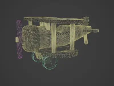 Wooden Old Airplane Toy 3D model