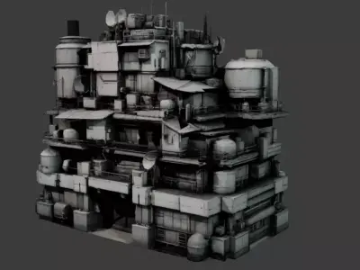 Dystopian Building 4 Low-poly 3D model