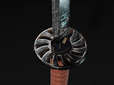 Low-Poly Katana 3d model by Nikdox Low-poly 3D model