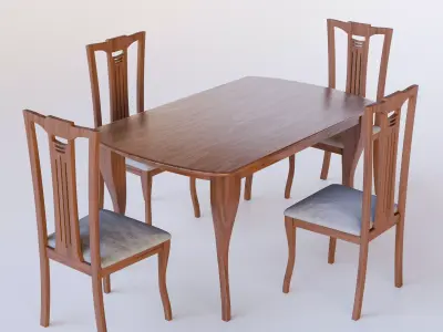 Dining Table With Chairs Free low-poly 3D model
