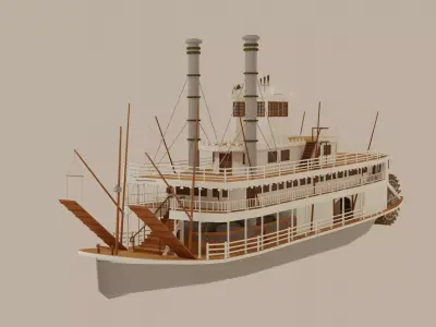 Paddle Steamer River Boat 3D model