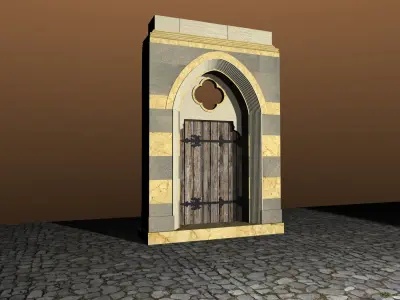 Medieval Lombard Style Portal no 3 Low-poly 3D model