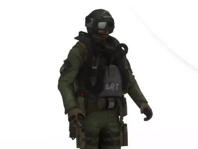 Elite Fighter Pilot 3D Rigged Game Ready Military Jet Suit Low-poly 3D model