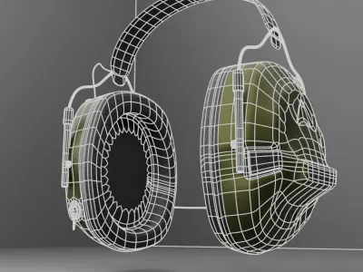 Military Headset Low-poly 3D model