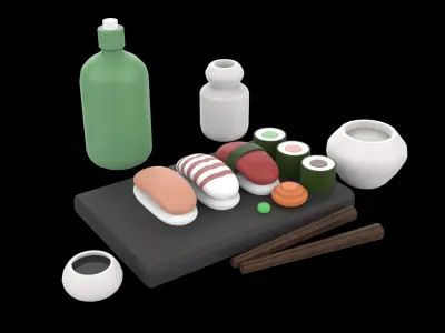 japanese Sushi Low-poly 3D model