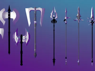100 Fantasy Weapons Basemesh Pack V7 Low-poly 3D model