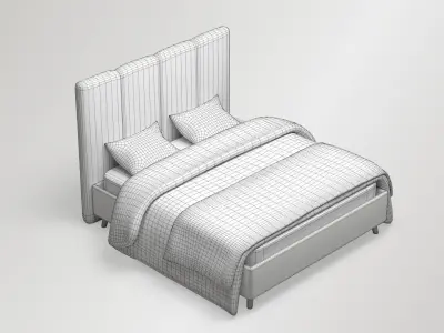 Upholstered Bed Free low-poly 3D model
