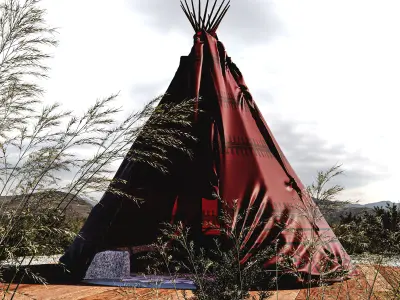 Red indian Tent 3D model