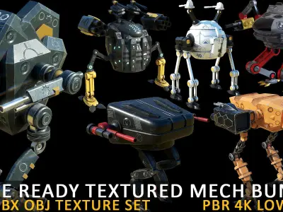 game ready textured MECH bundle Low-poly 3D model