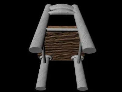 Wood Chair Low-poly 3D model 3