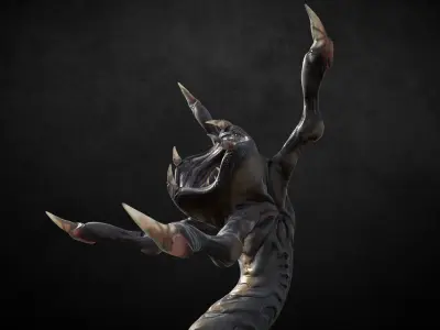 Armored Clawed Worm Low-poly 3D model