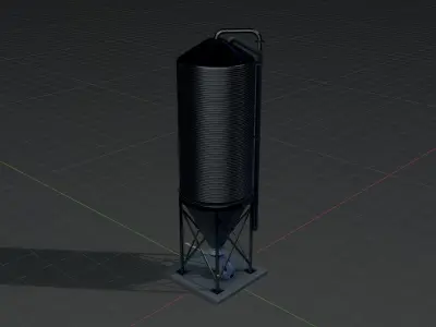 Grain silo with aluminum shell 3D model