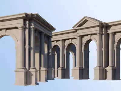 Arch in classical Tuscan order  with  columns on Vignola Arcade 3D model