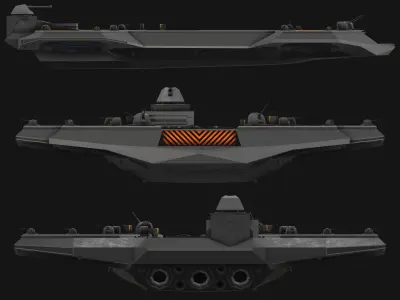 Flying aircraft carrier Low-poly 3D model