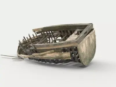 Abandoned Boat Wreck  Low-poly 3D model