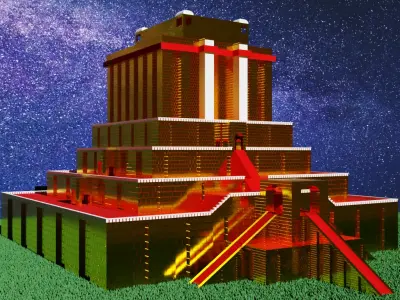 Golden Ziggurat Low-poly 3D model