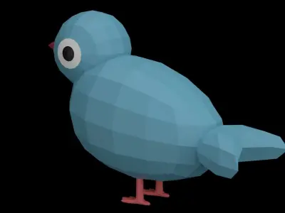 LowPoly Cartoon Cute Bird Low-poly 3D model