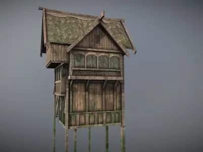 Medieval lake village - House 5 Low-poly 3D model