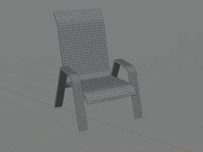 Weathered Outdoor Chair Low-poly 3D model